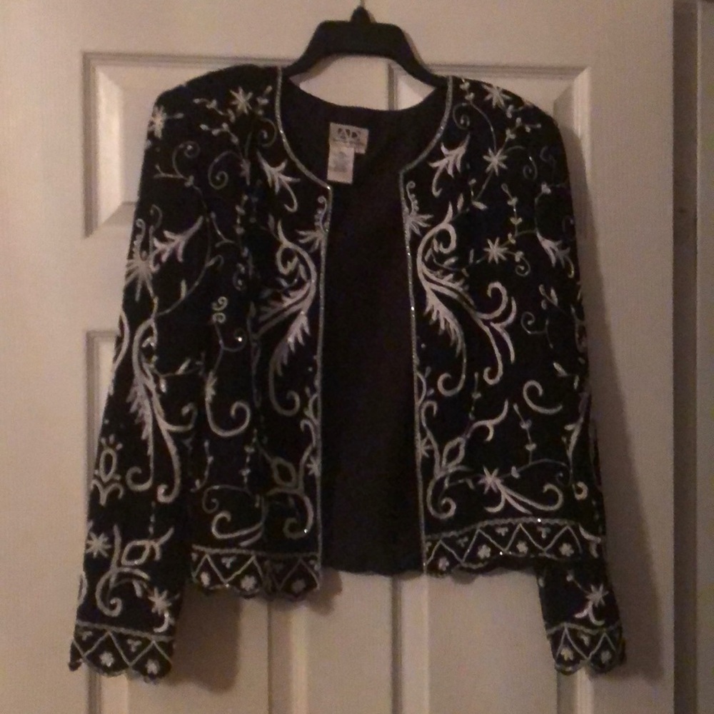 Black & white beaded jacket.